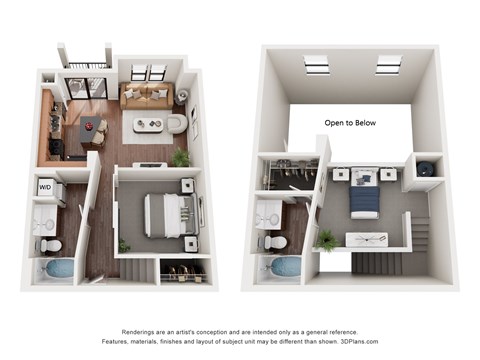 Floor plan for 2 beds, 2 baths, 905 sqft